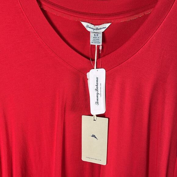 Tommy Bahama Kauai Jersey Long Sleeve V-Neck Tee (Tango Red) Size S/P - Picture 3 of 4